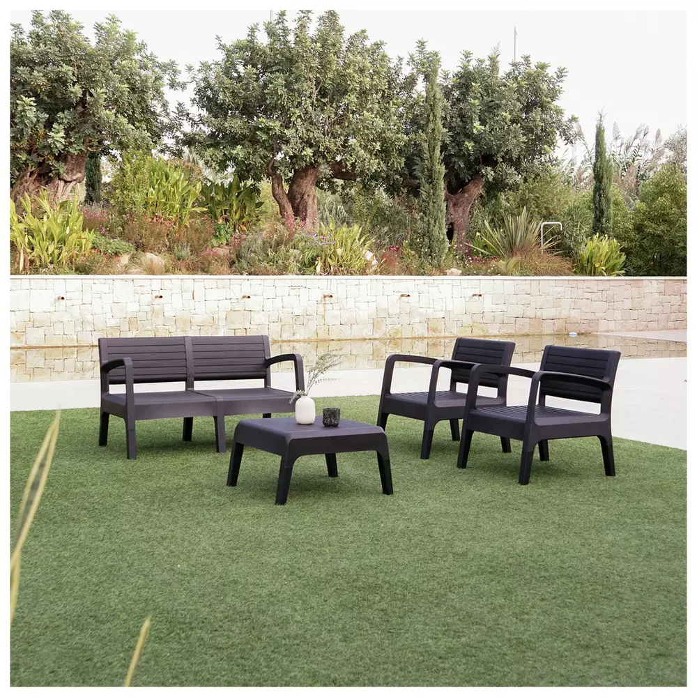 Shaf Valencia 4 Seater Plastic Garden Sofa Set - Dark Grey