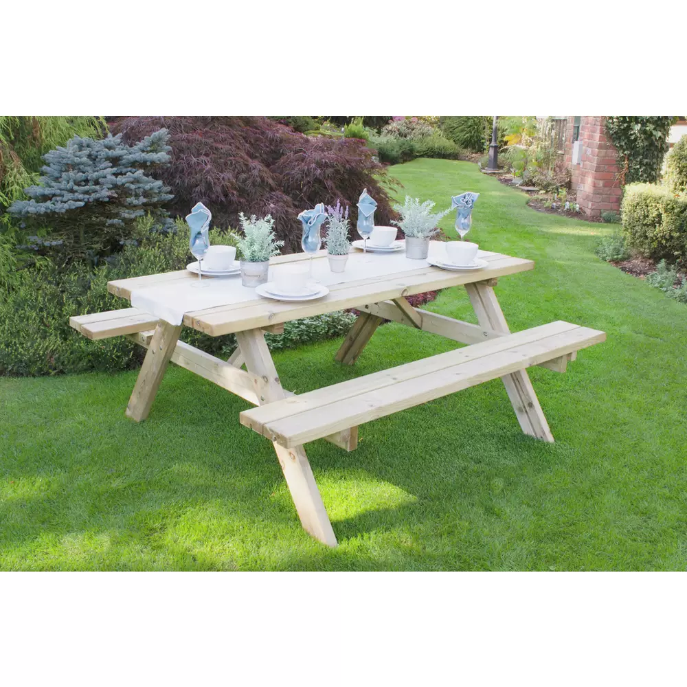 Forest Garden 8 Seater Wooden Rectangular Picnic Table