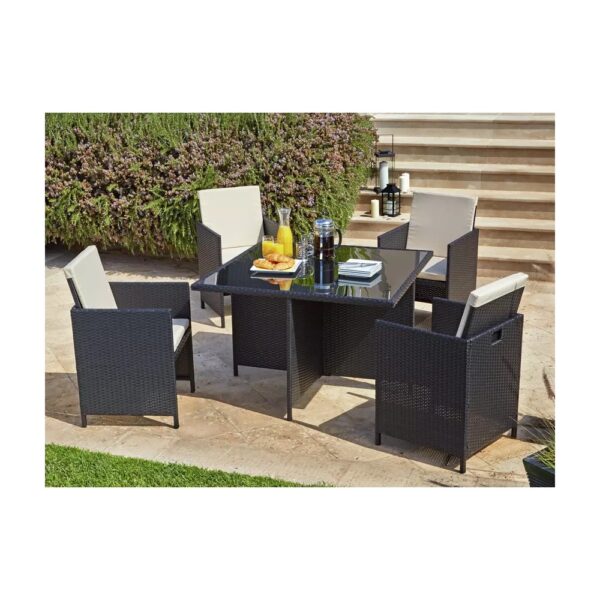 Argos Home 4 Seater Ratan Effect Patio Set - Black