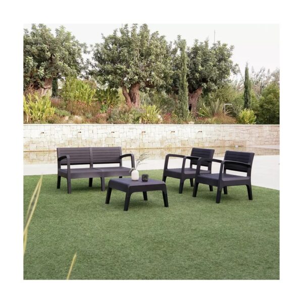 Shaf Valencia 4 Seater Plastic Garden Sofa Set - Dark Grey