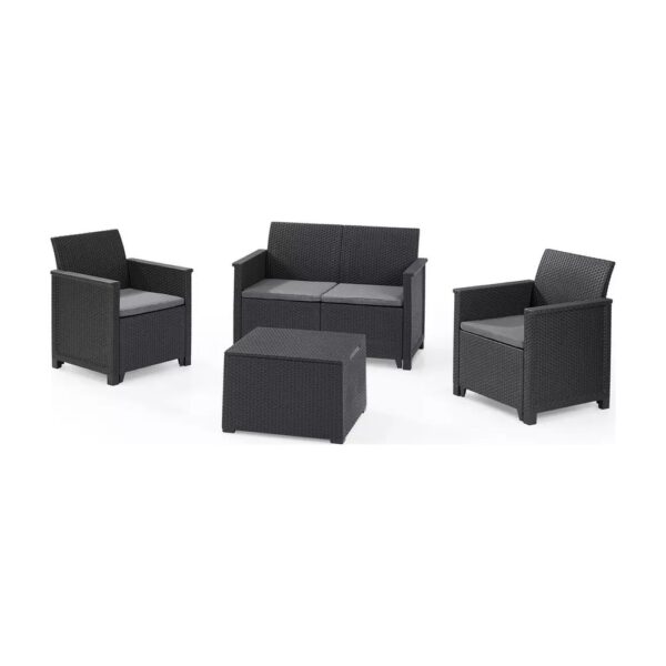 Keter Emma 4 Seater Rattan Effect Garden Sofa Set - Grey